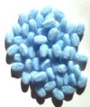 60 8x6mm Flat Oval Rosary Beads - Satin Blue with Cross
